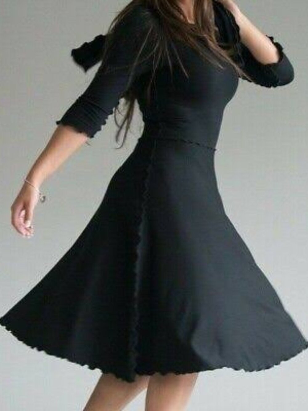 Angelrox Audrey A Line Swing Dress 6 / M Black Bamboo W/ Matching Scarf